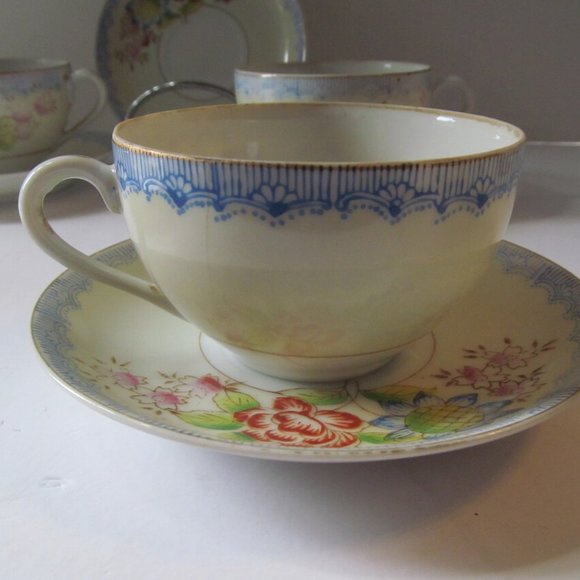 Hand Painted Pastel Floral Tea Cup Set Service for 4 Tea Cup - Picture 7 of 7
